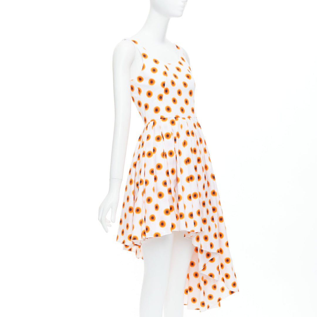 ALEXANDER MCQUEEN 2022 Iris orange paint polka dot asymmetric dress IT38 XS