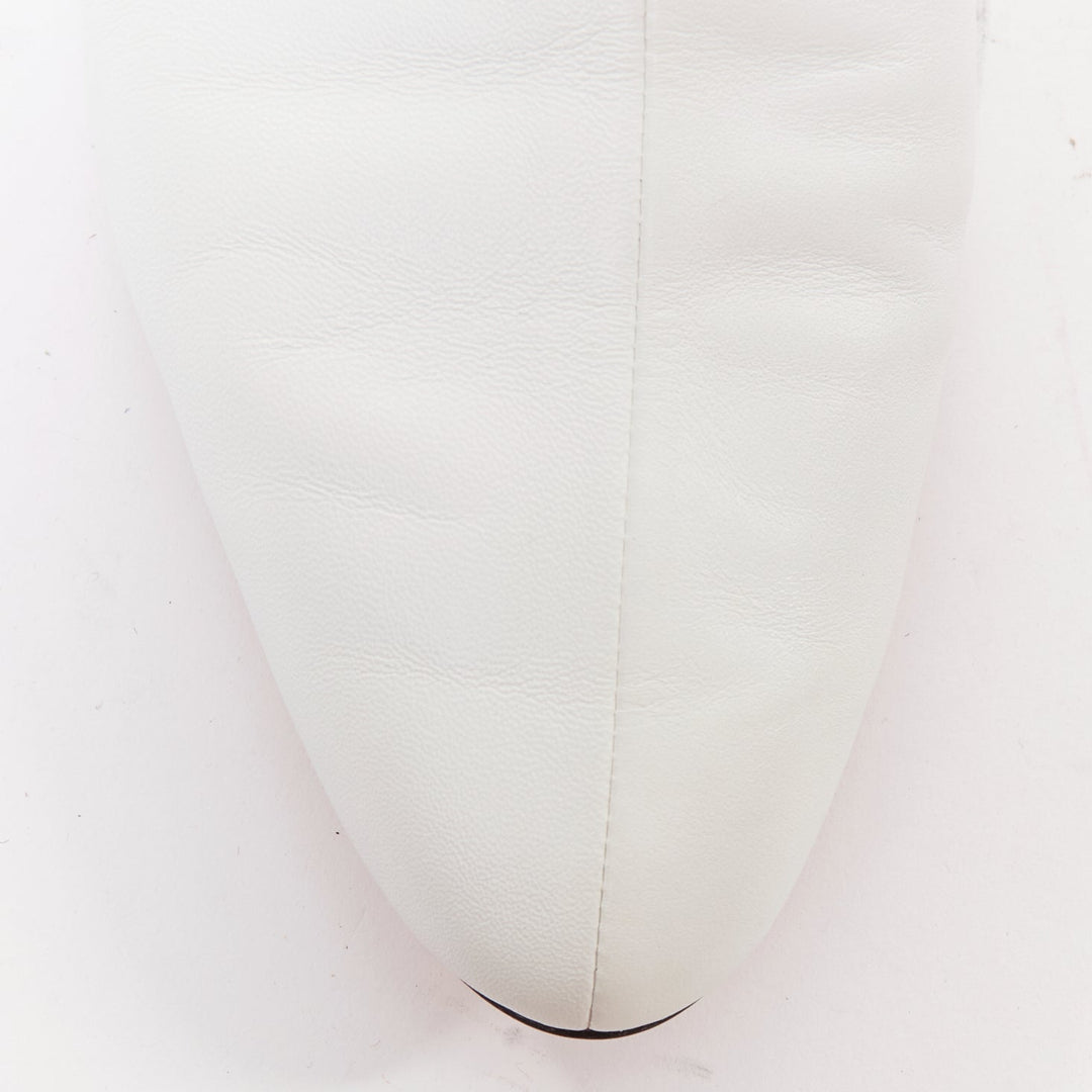 THE ROW cream grosgrain leather nude trimmed ballet flats EU37.5