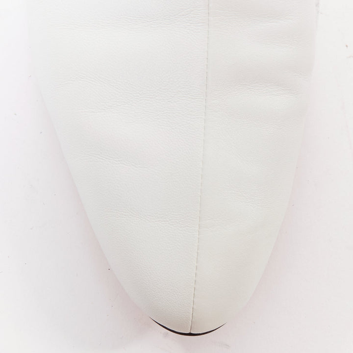 THE ROW cream grosgrain leather nude trimmed ballet flats EU37.5