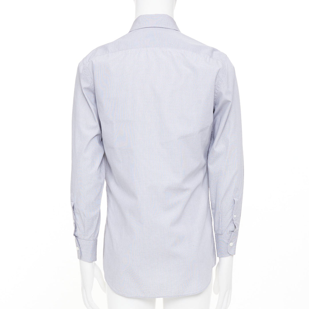 PRADA grey cotton micro checks long sleeve tailored formal collared shirt EU39 M
