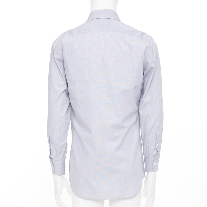 PRADA grey cotton micro checks long sleeve tailored formal collared shirt EU39 M