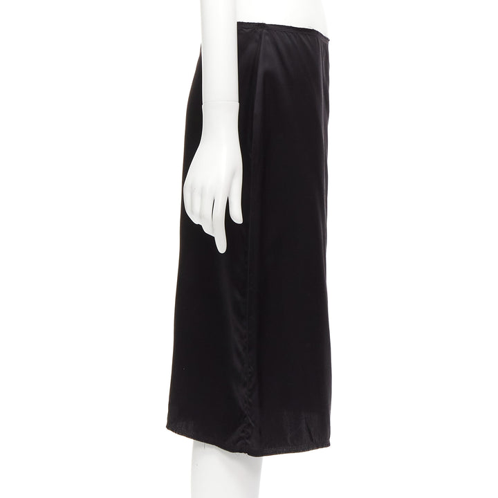 LANVIN 2004 100% silk raw edge fabric button low waist midi skirt  FR38 M