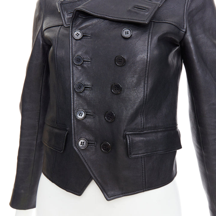 SAINT LAURENT Hedi Slimane 2014 black cropped smoking spencer jacket FR36 S