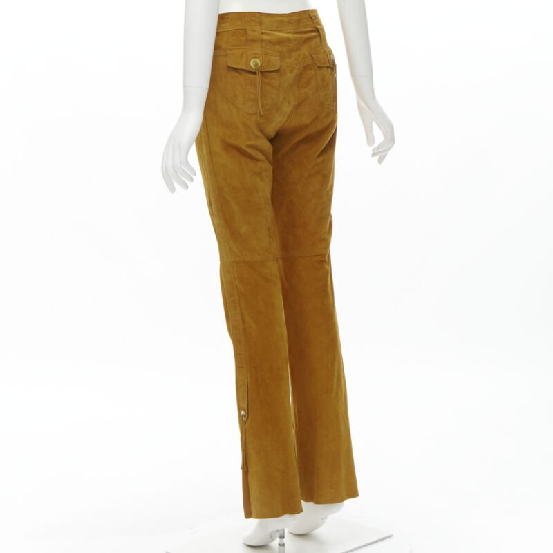 DOLCE GABBANA Vintage tan brown suede leather tassel button pants IT38 XS
