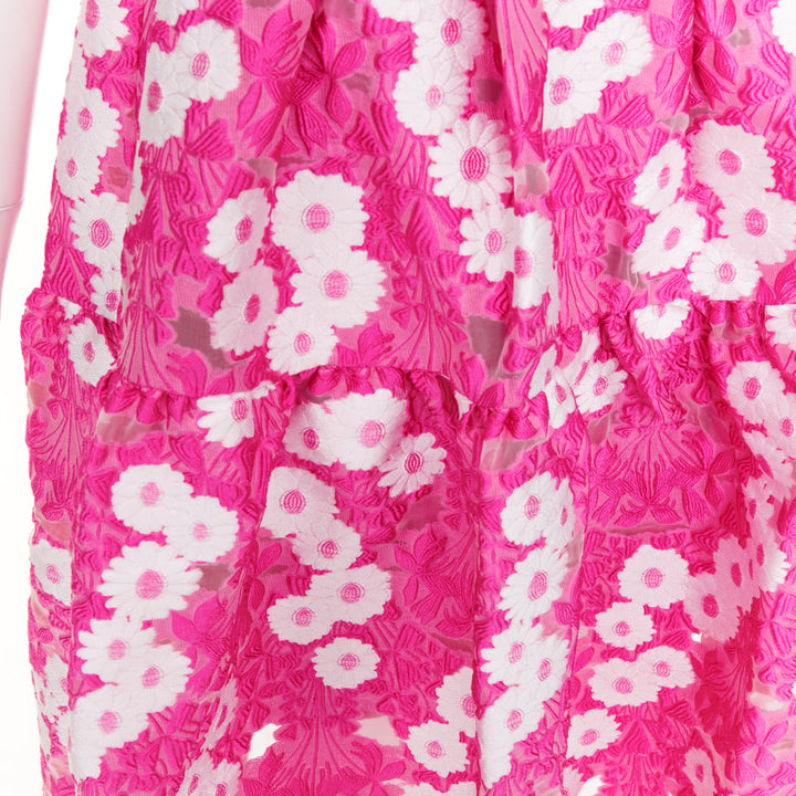 MALENE ODDERSHEDE BACH 2018 pink white Papaver floral jacquard midi dress M