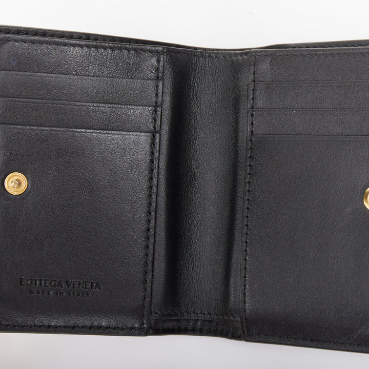 BOTTEGA VENETA Cassette Small black leather Intrecciato bifold coin zip wallet