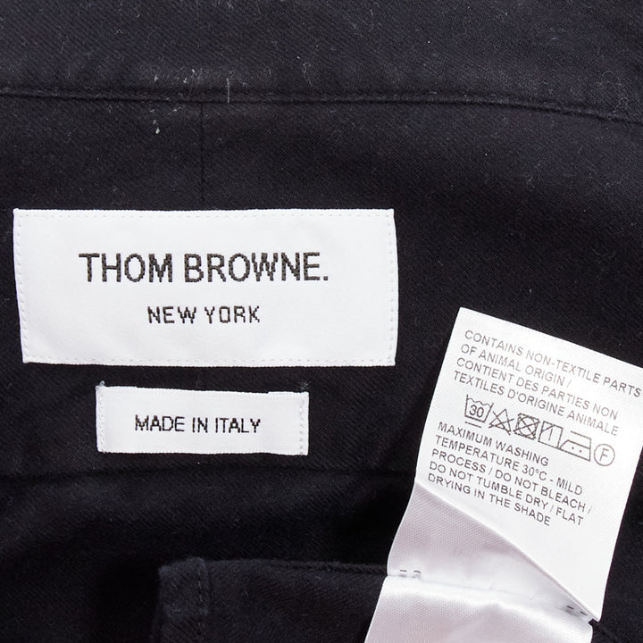THOM BROWNE Four Bar black grey cotton classicTB tab shirt JP2 M