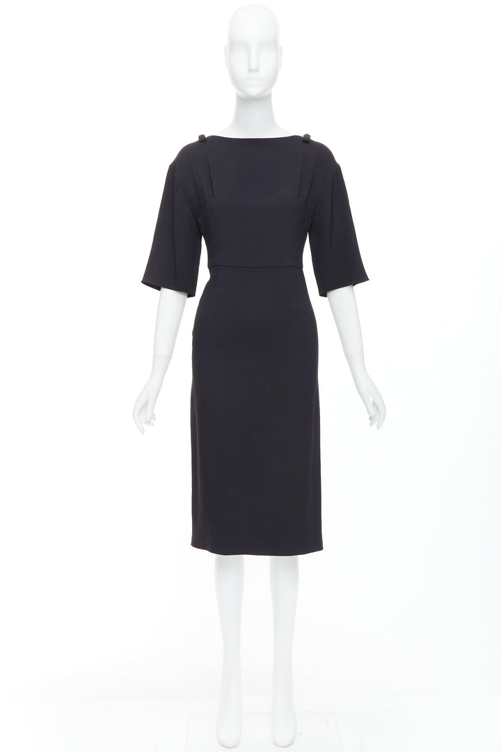 VALENTINO 2020 black ribbon shoulder half sleeve shift dress IT36 XXS