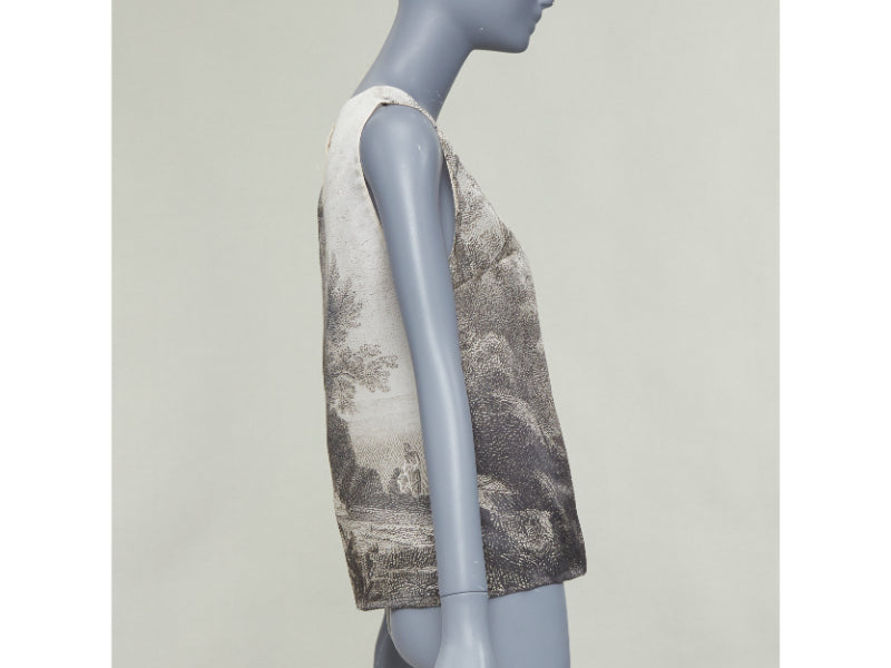 DOLCE GABBANA 2014 100% silk Greek Temple Ruins print sleeveless top IT40 S