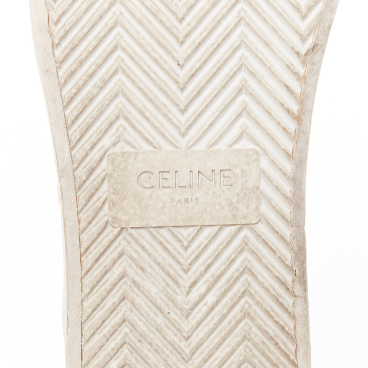 CELINE Jane Low optic white canvas leather triomphe logo platform sneakers EU35