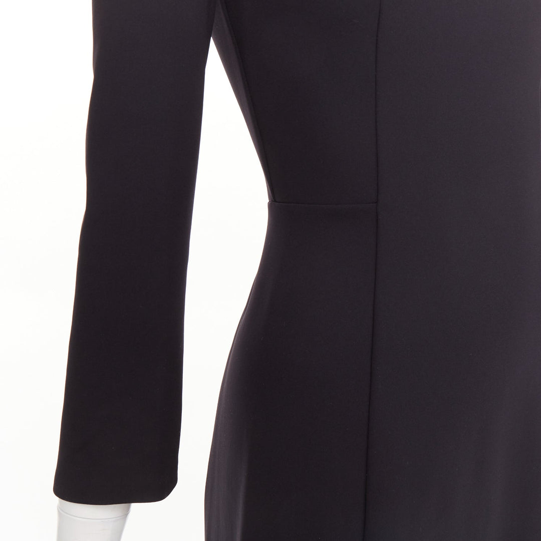 THE ROW Cadiz black wide scoop cut out neck long sleeve fit flare midi dress XS
