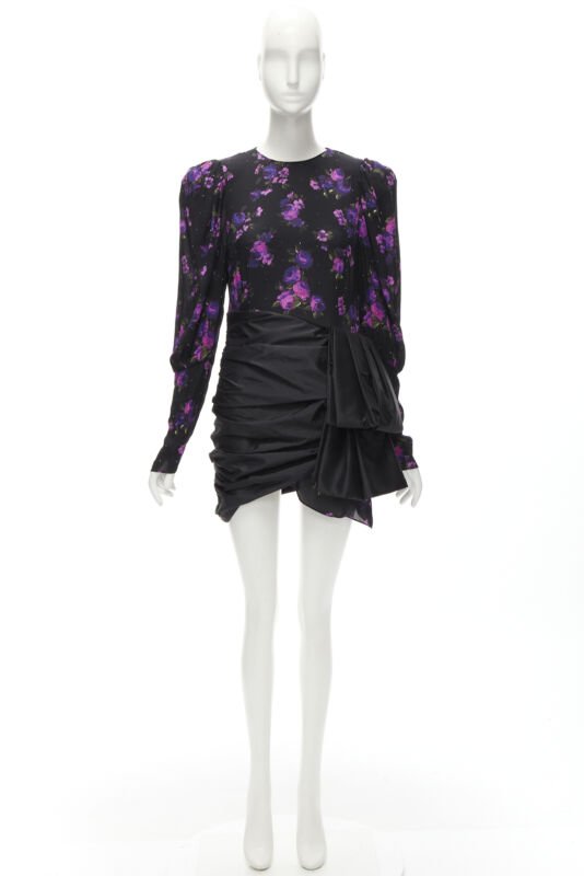 MAGDA BUTRYM Matera crystal embellished purple floral wrap skirt dress FR34 XS