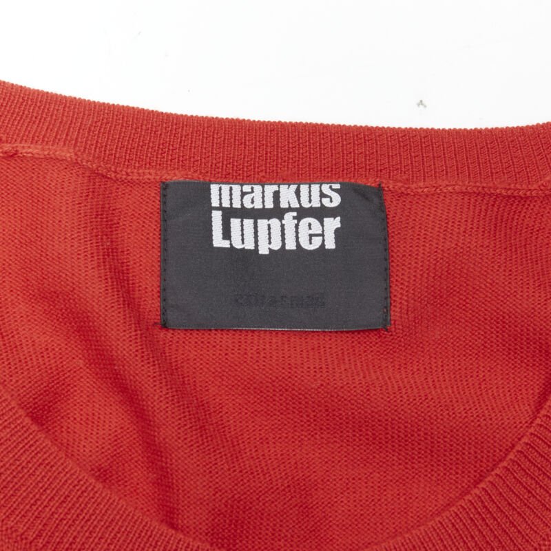 MARKUS LUPFER comic eyes sequins red pullover sweater XS