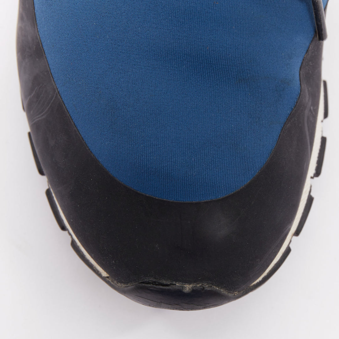 PRADA Prax01 navy black neoprene leather streamline lace up sneakers UK6 EU40