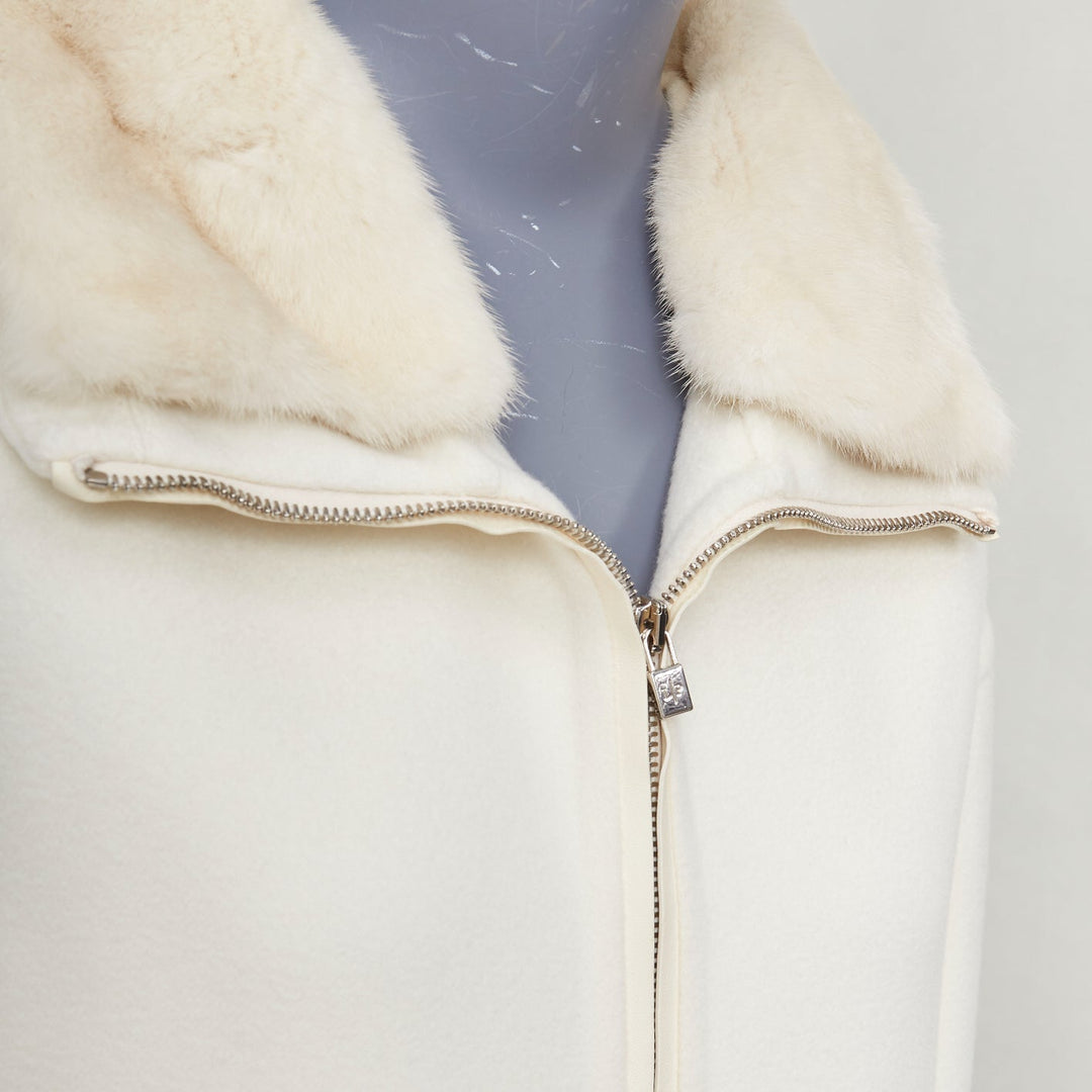 LORO PIANA Baby Cashmere Jubilee cream double face cashmere lambskin fur coat S