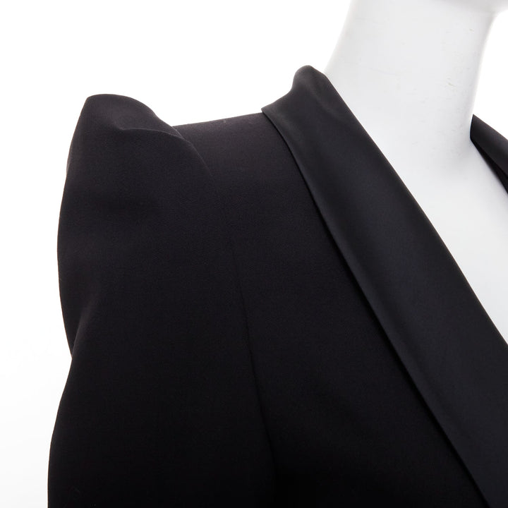 ALEXANDRE VAUTHIER puff sleeve belted tuxedo plunge self tie mini dress FR34 XS