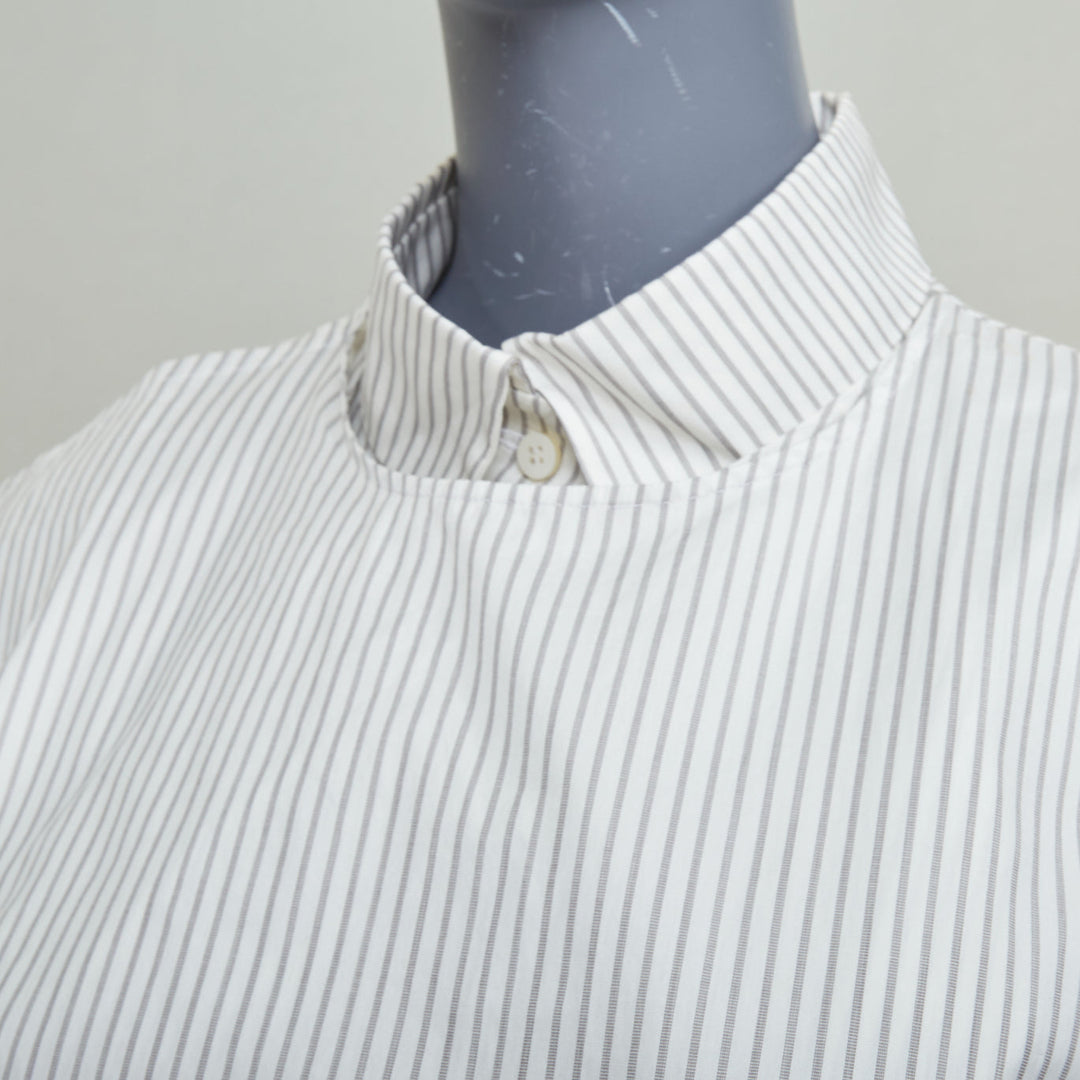 VALERY KOVALSKA striped cotton asymmetric crossover layer tuxedo shirt XS