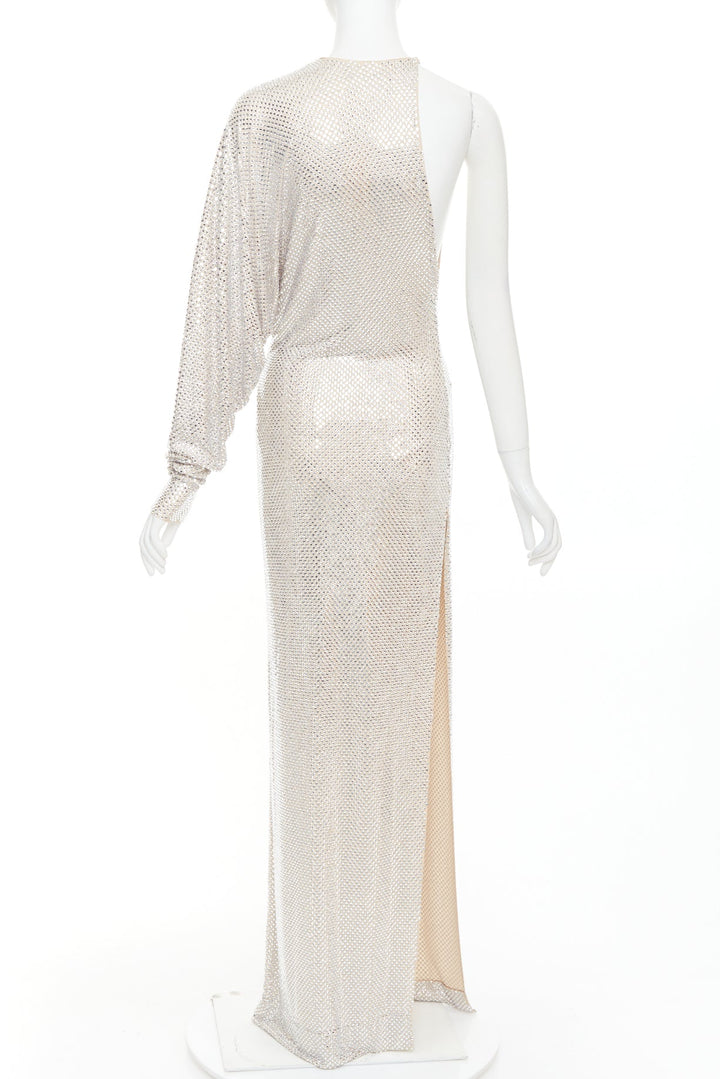 ALEXANDRE VAUTHIER Bridal ivory diamond strass crystal asymmetric batwing gown