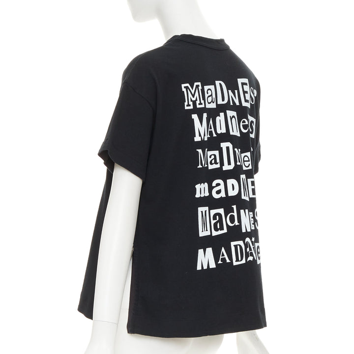 SACAI 2017 black cotton white Madness patch silver side zip tshirt JP2 M