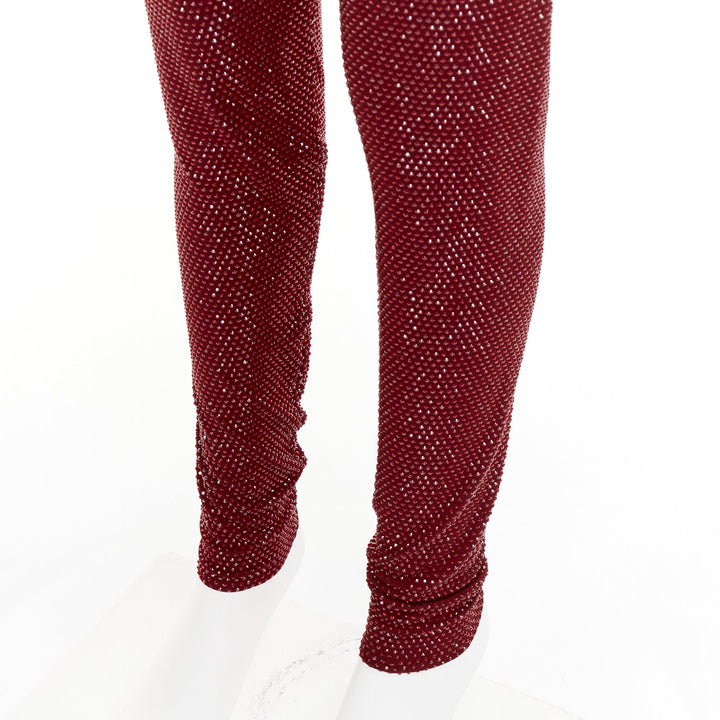 ALEXANDRE VAUTHIER AW2023 Runway Cinnabar red strass crystal legging pants