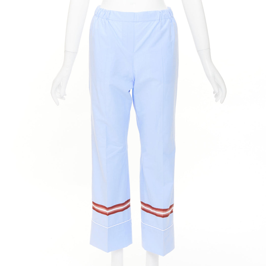 NO. 21 red stripe light blue cotton blend button shirt pants set IT42 M