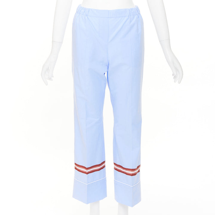 NO. 21 red stripe light blue cotton blend button shirt pants set IT42 M