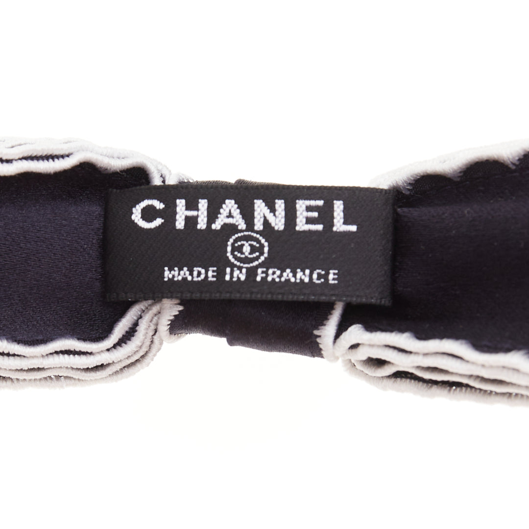 CHANEL 2023 black white CHANEL black white CC ribbon bow embellished alice hair