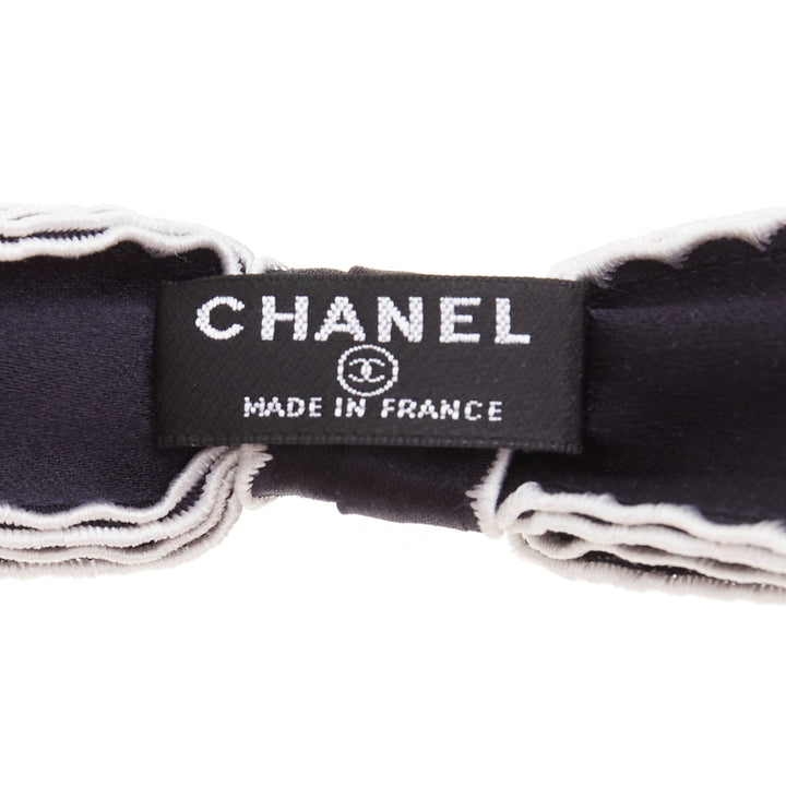 CHANEL 2023 black white CHANEL black white CC ribbon bow embellished alice hair
