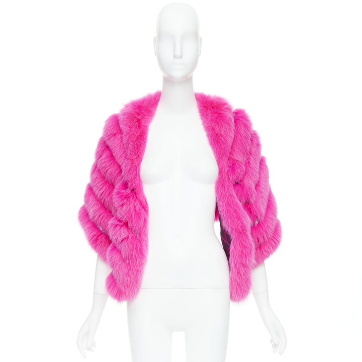 rare CHRISTIAN DIOR John Galliano 2005 Vintage pink fur leopard silk panel shawl