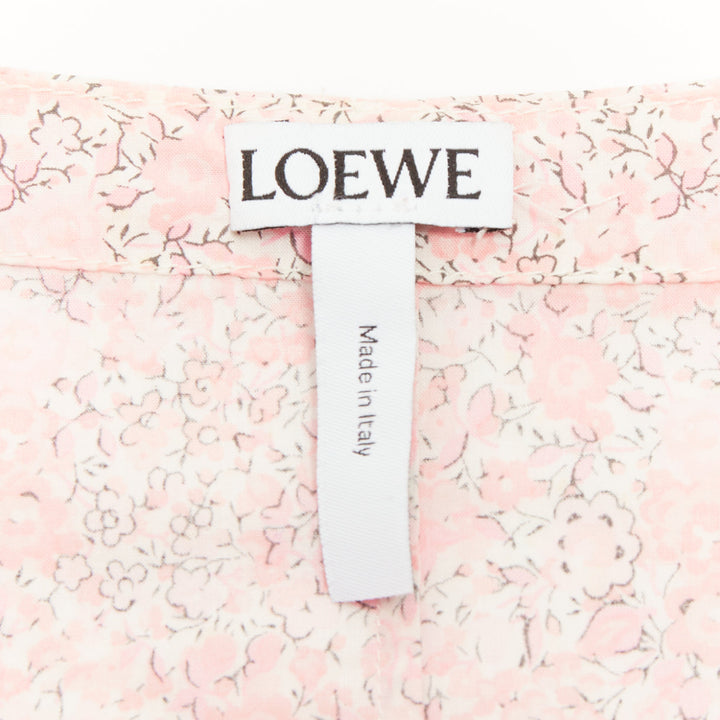 LOEWE 2018 cutout Liberty print cotton poplin peplum bell sleeve blouse FR36 S