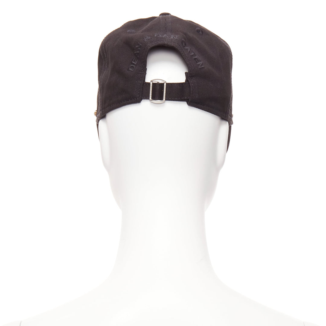 DSQUARED2 black cotton clear star crystals dean dan caten cap