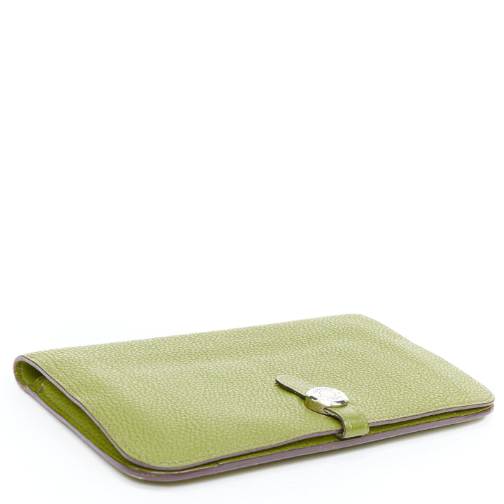 HERMES Dogon Duo green togo leather PHW loop through long wallet