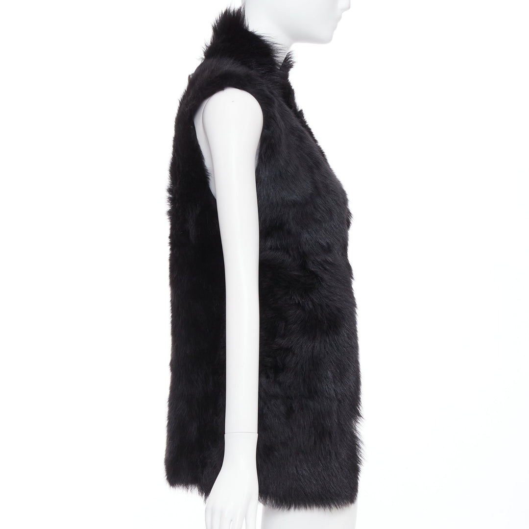 WHISTLES black 100% lamb leather fur high vest jacket XS