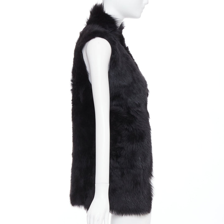 WHISTLES black 100% lamb leather fur high vest jacket XS