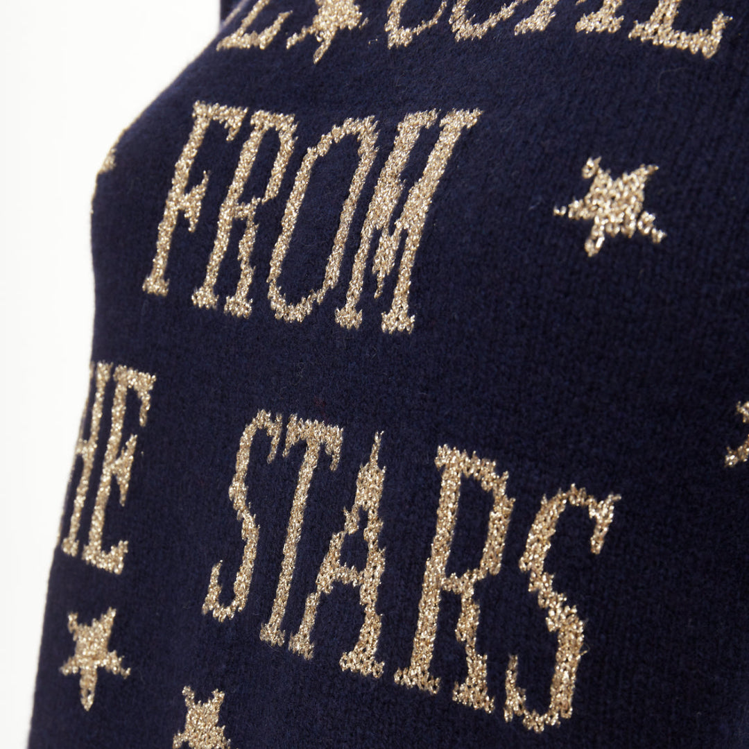 ALBERTA FERRETTI 2019 navy gold cashmere lurex We Come From Stars sweater IT38