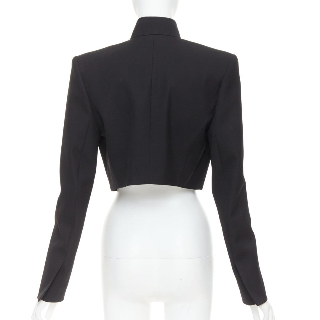 ALEXANDRE VAUTHIER black pop stand collar cropped blazer short tuxedo jacket