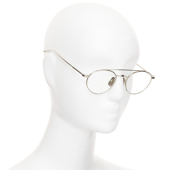 THOM BROWNE 18-101-A-SLV-49 silver metal red blue clear round optical glasses