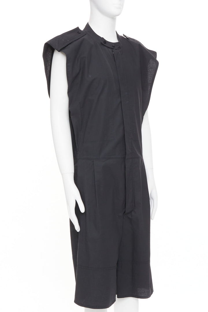 BOTTEGA VENETA 2020 Runway black cotton sleeveless utility jumpsuit IT46 S