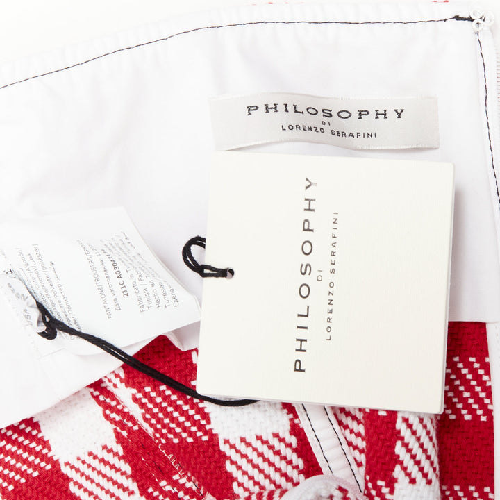PHILOSOPHY Lorenzo Serafini red white check cotton blend high shorts IT38 XS