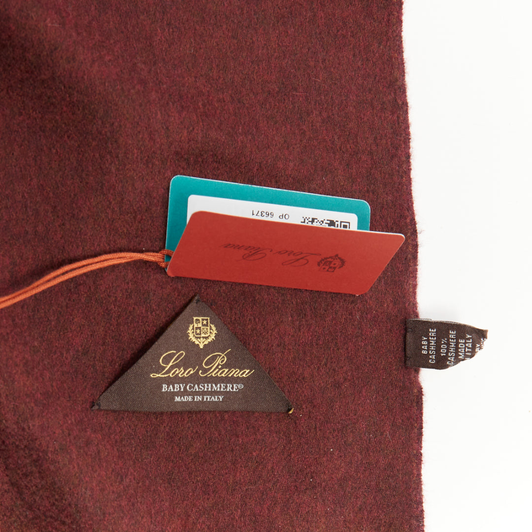 LORO PIANA Two Tone Baby Cashmere brown fringed colorblocked long scarf