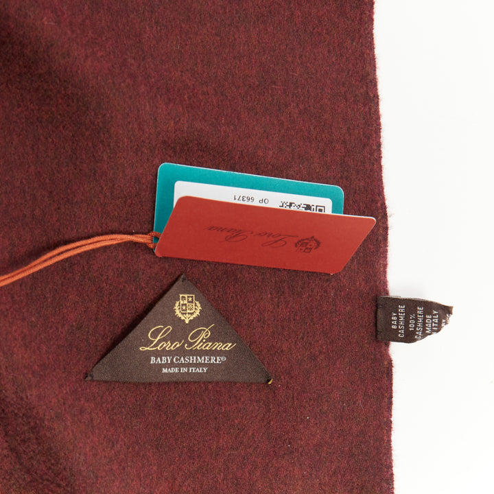 LORO PIANA Two Tone Baby Cashmere brown fringed colorblocked long scarf