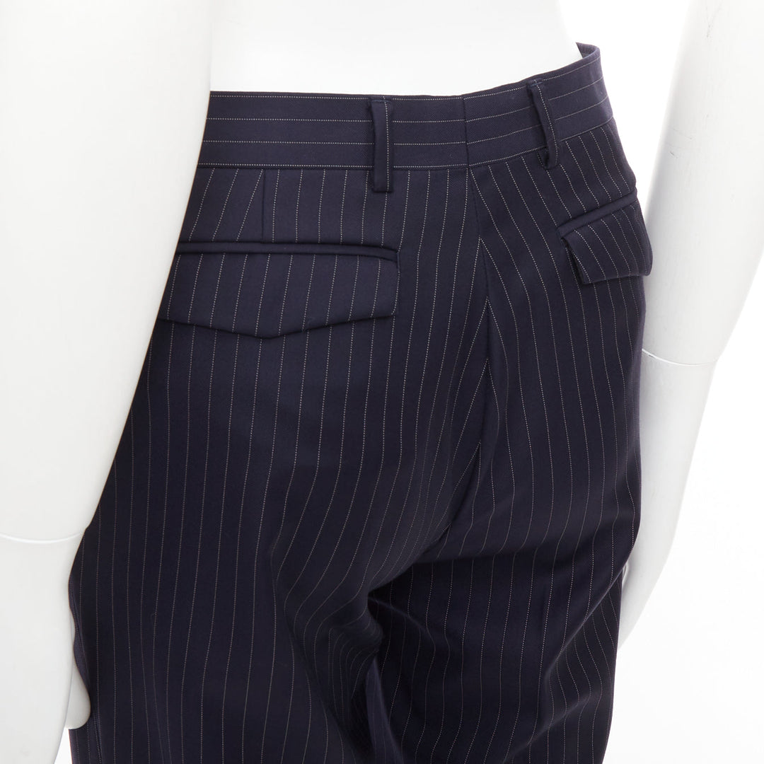 DIOR HOMME Hedi Slimane navy 100% virgin wool pinstripe dress pants FR44 XS
