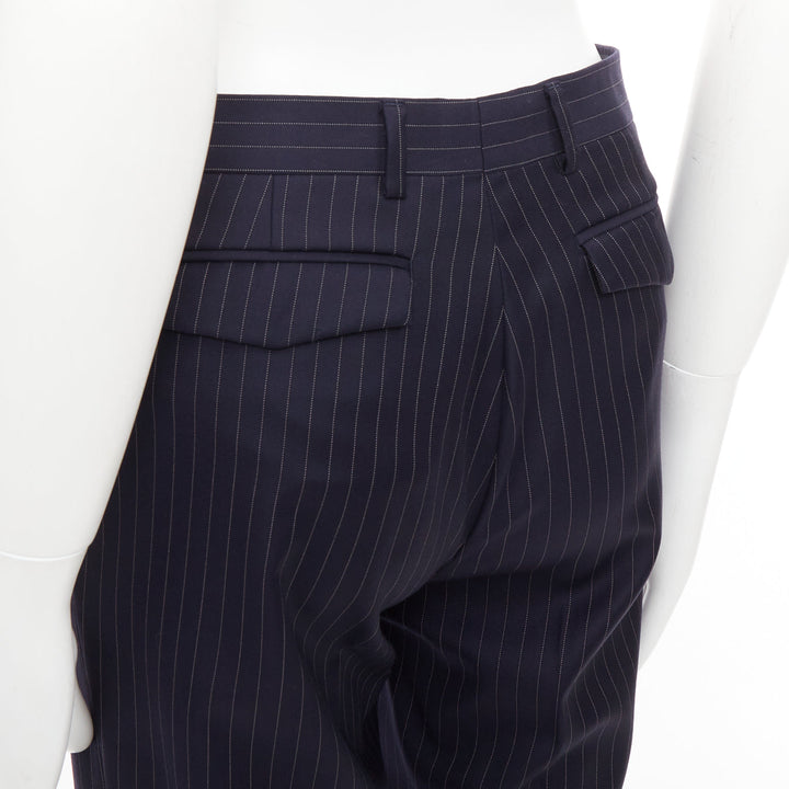 DIOR HOMME Hedi Slimane navy 100% virgin wool pinstripe dress pants FR44 XS