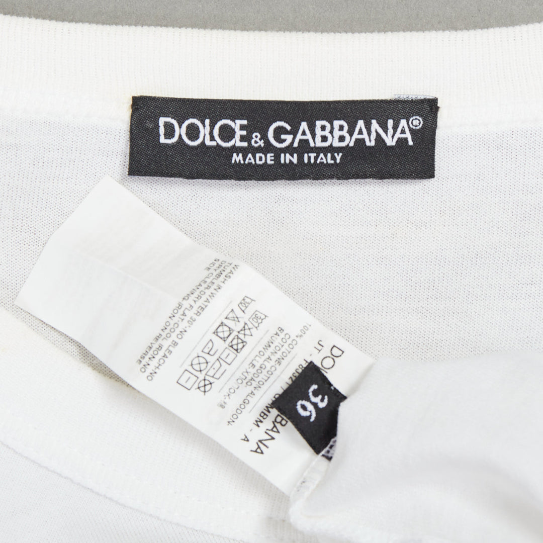 DOLCE GABBANA white cotton Beautiful D&G Life print tshirt IT36 XS