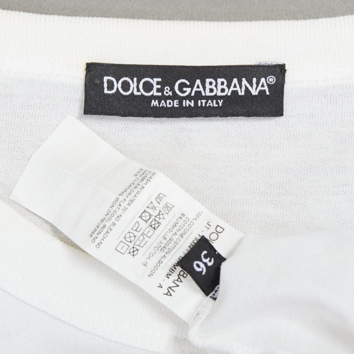 DOLCE GABBANA white cotton Beautiful D&G Life print tshirt IT36 XS