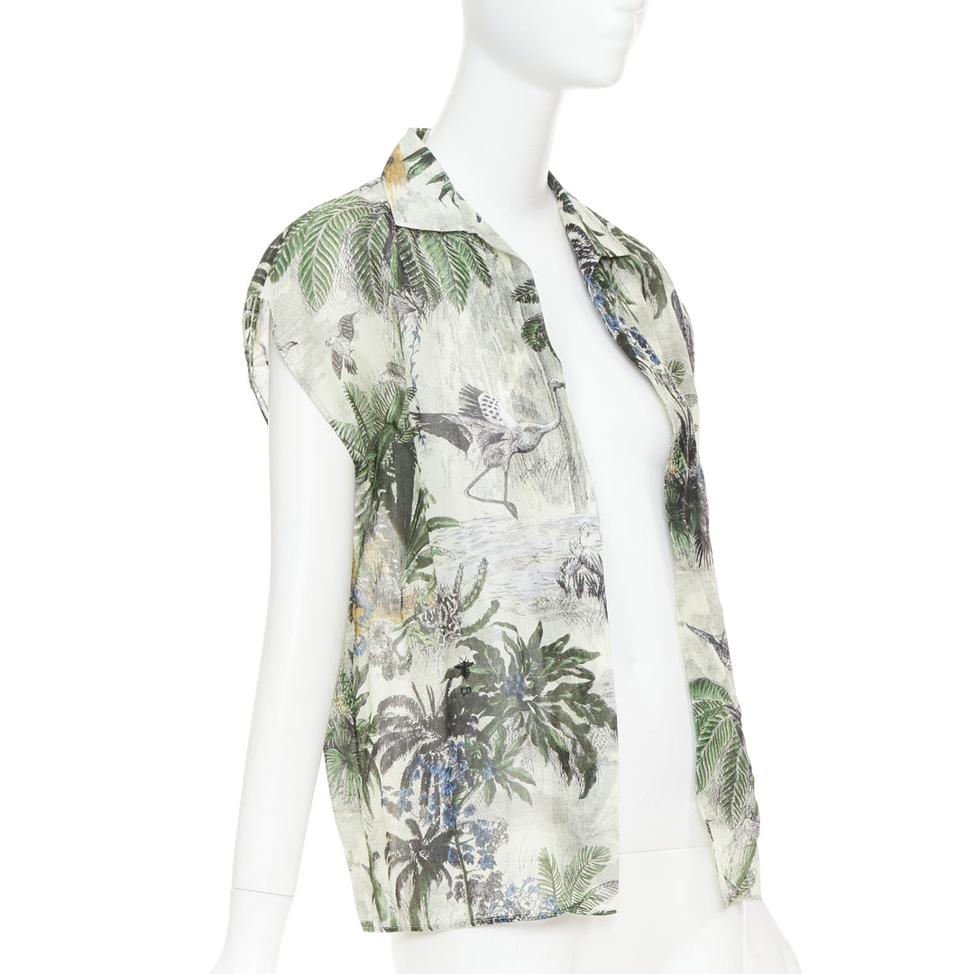 DIOR Dioriviera  Toile de Jouy Palms forest animal print cotton shirt FR36 S