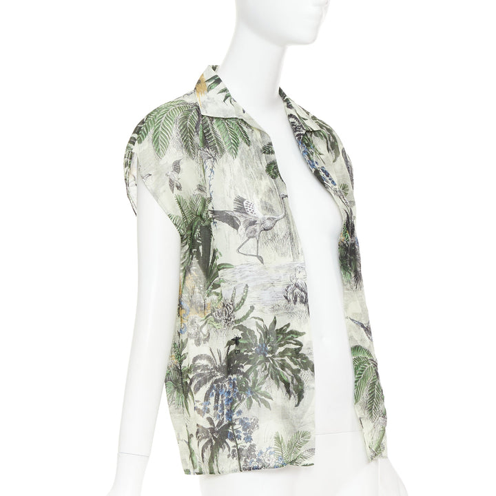 DIOR Dioriviera  Toile de Jouy Palms forest animal print cotton shirt FR36 S