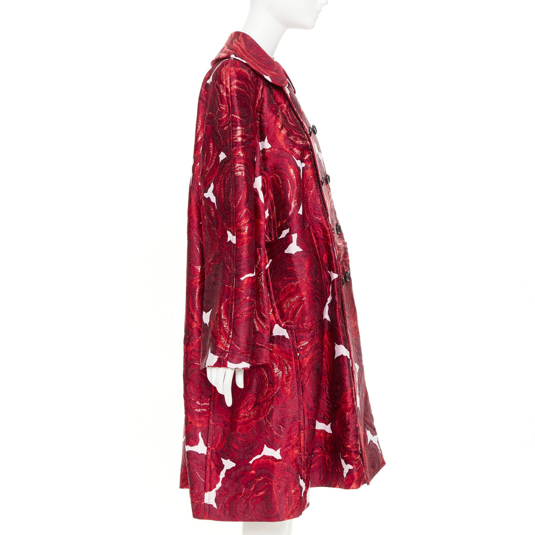COMME DES GARCONS 2020 Orlando double sleeve red rose jacquard brocade coat S