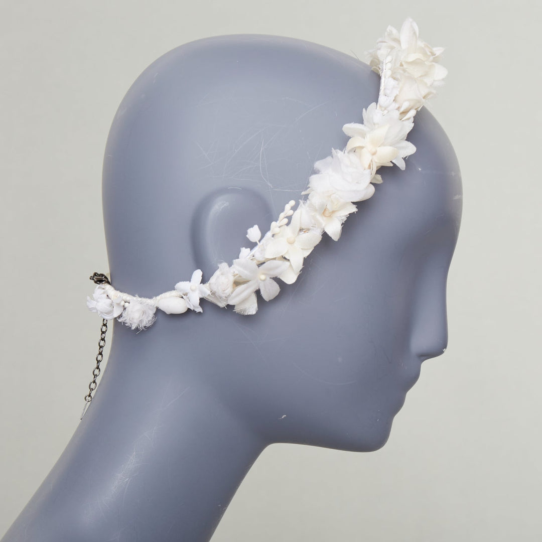 rare SAINT LAURENT 2023 Runway Bohemian Bridal rose bud silk voile headband