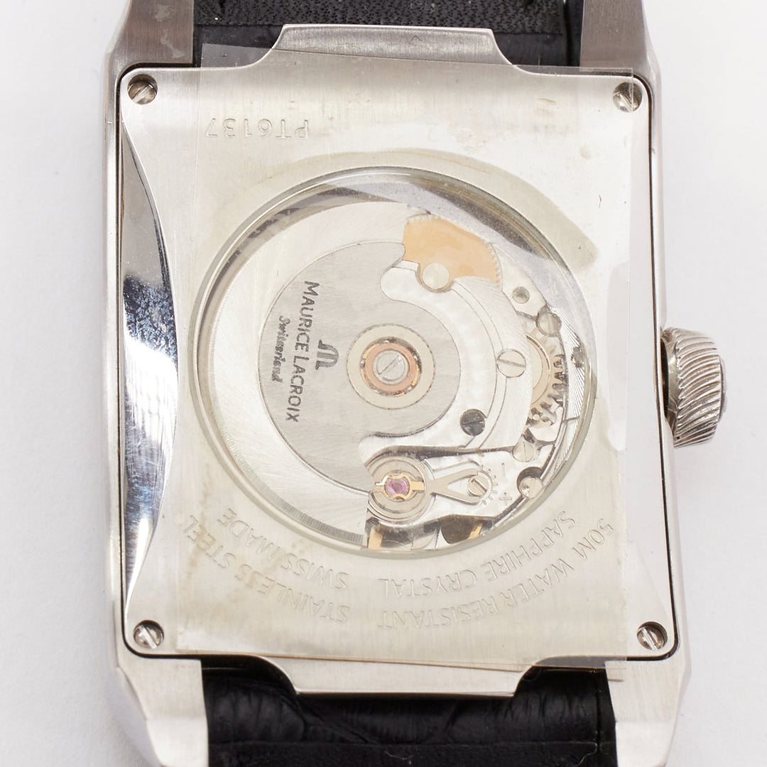 MAURICE LACROIX Pontos XL Rectangulaire Day Date steel black dial watch